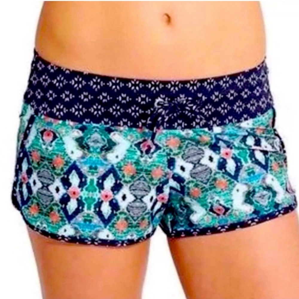 Athleta Blue and Green Patterned Bikini Bottoms